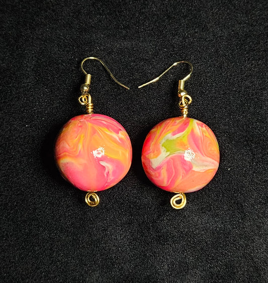 Raspberry Moon Bead Earrings Pair