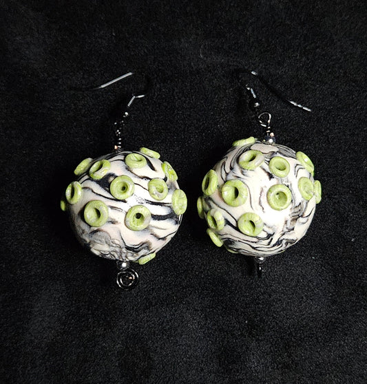 Citrus Safari Cepholopod Big Bead Dangle Earring Pair