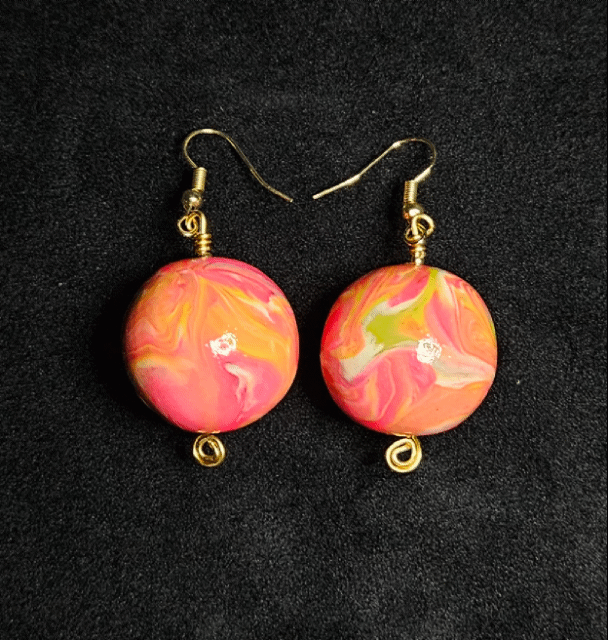 Raspberry Moon Bead Earrings Pair