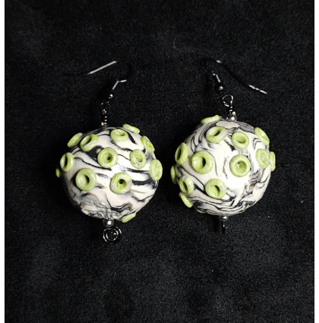 Citrus Safari Cepholopod Big Bead Dangle Earring Pair