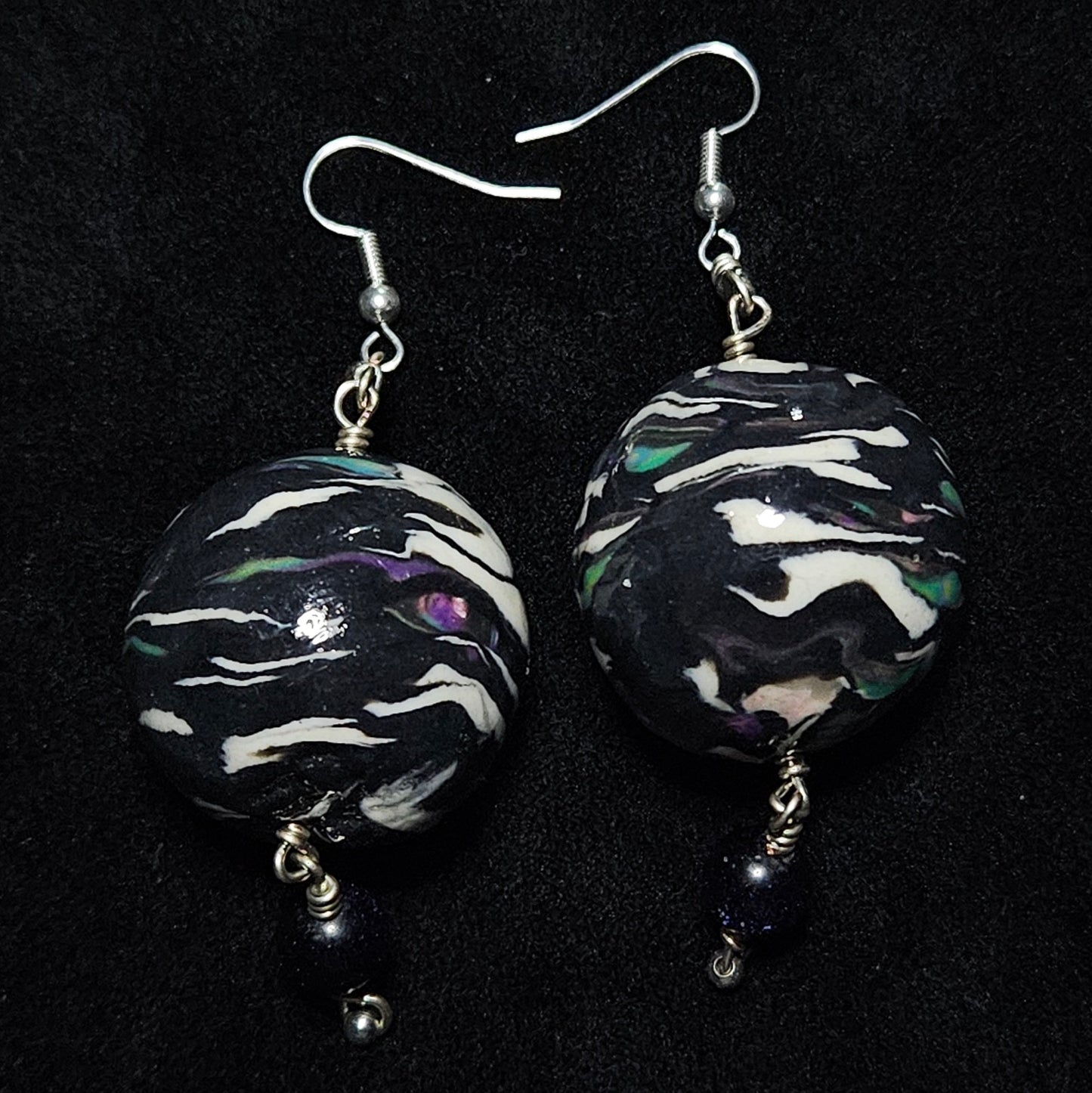 Disco mbobulated Peacock Big Bead Earring Pair