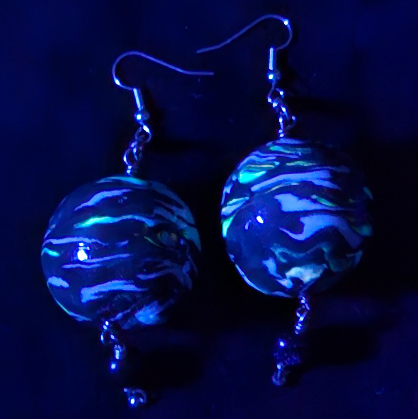 Disco mbobulated Peacock Big Bead Earring Pair