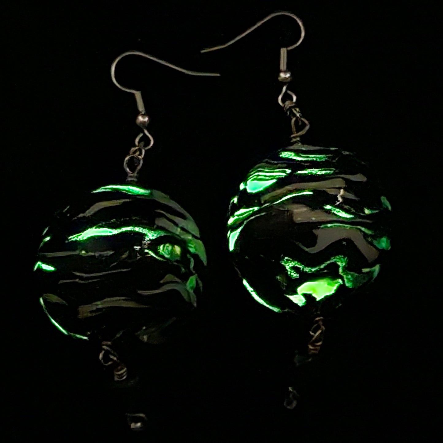 Disco mbobulated Peacock Big Bead Earring Pair