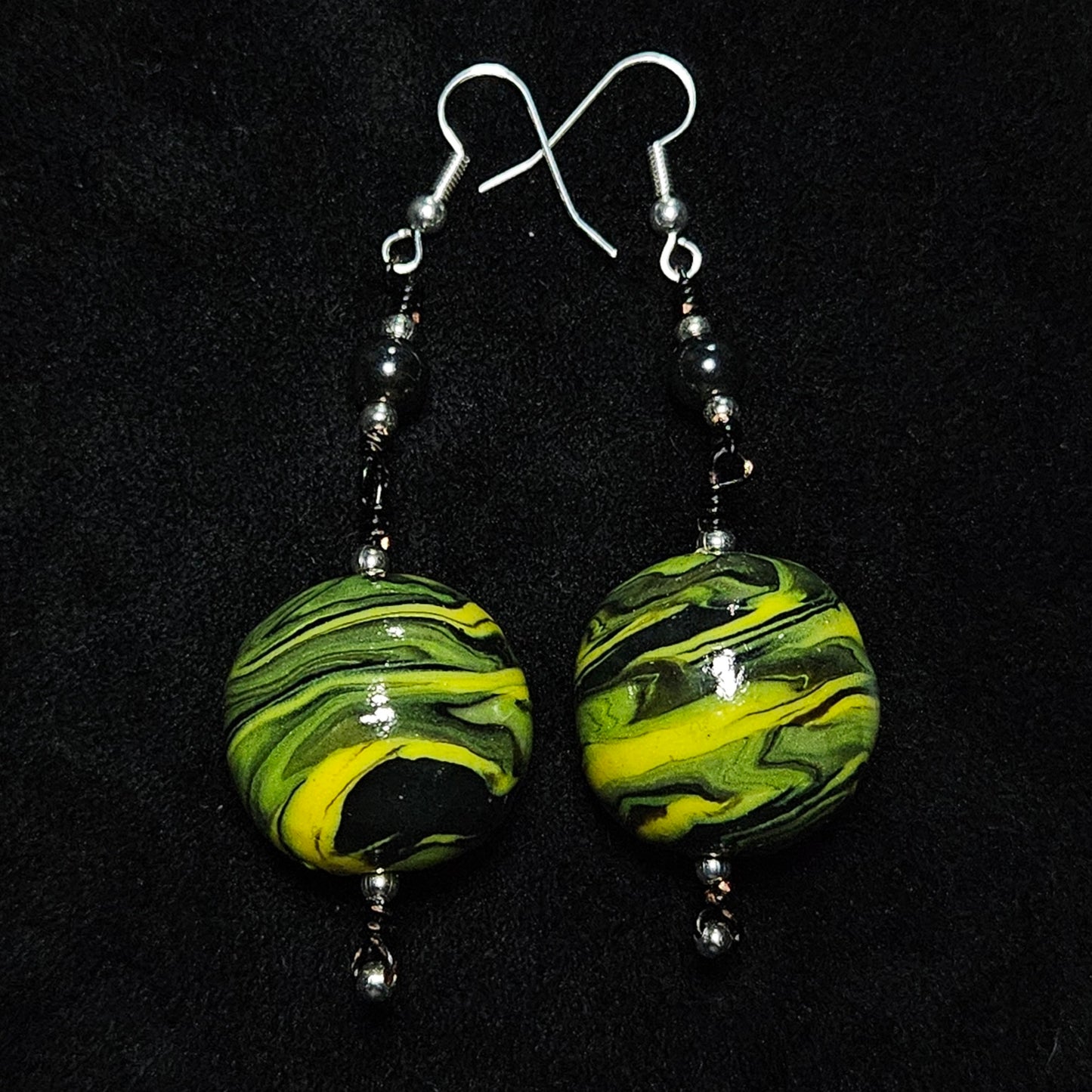 Radioactive Planet Big Bead Dangle Earring Pair