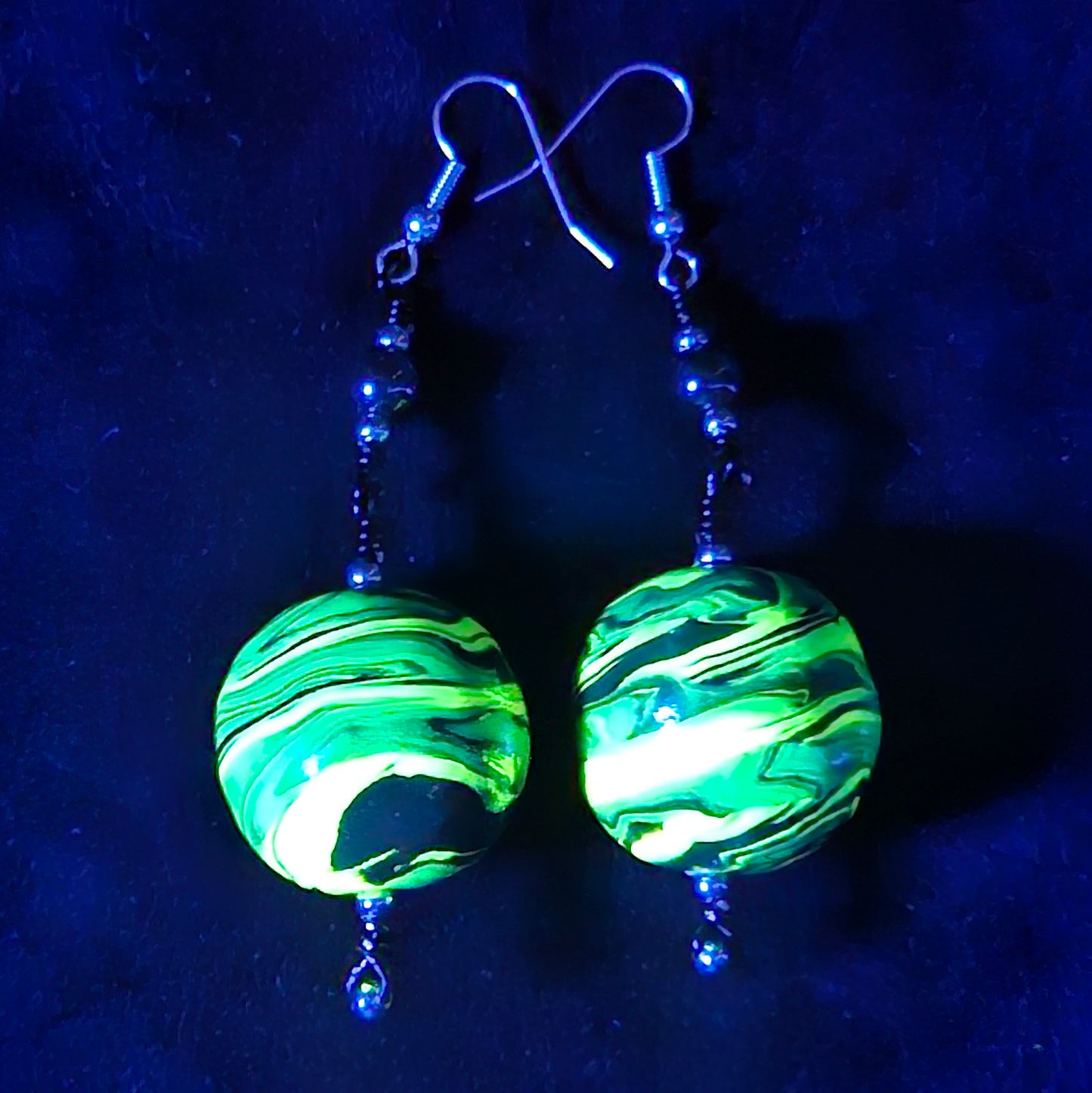 Radioactive Planet Big Bead Dangle Earring Pair