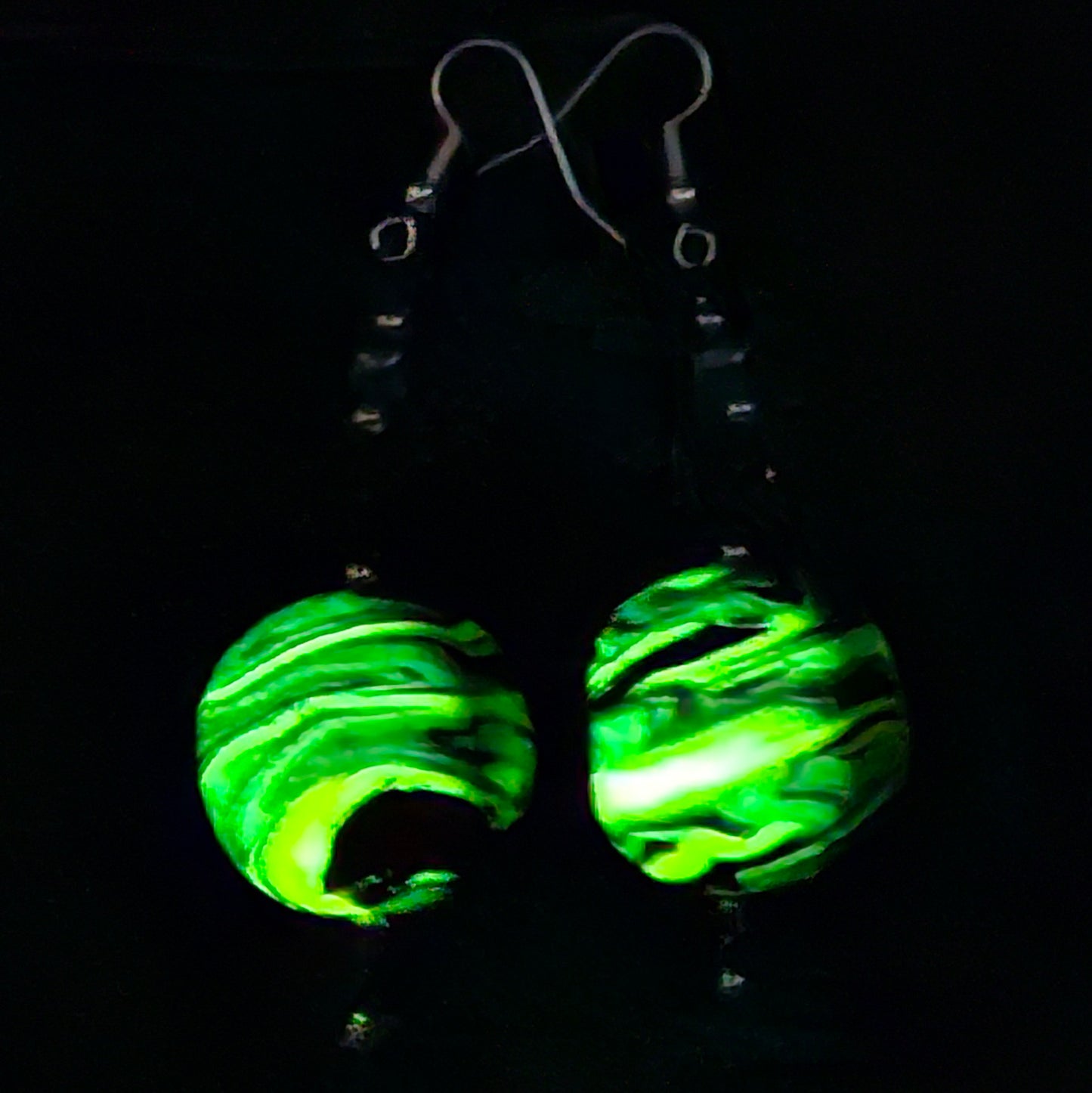 Radioactive Planet Big Bead Dangle Earring Pair