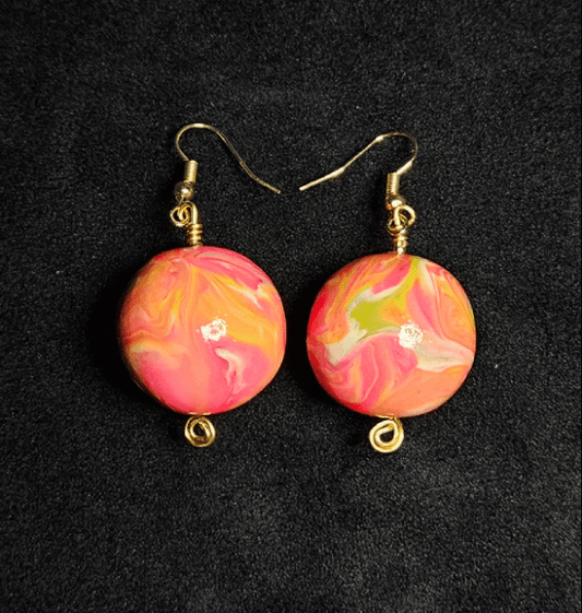 Raspberry Moon Bead Earrings Pair