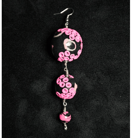 Strawberry Cephalopod 3-bead Single Dangle Earring
