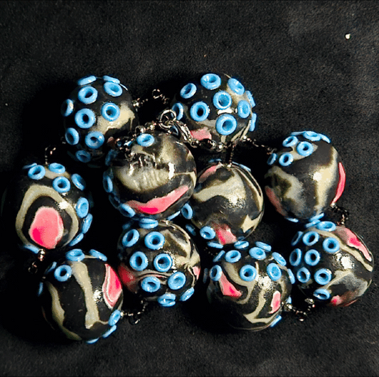 Blue-Ringed Radioactive Chunky Bead Choker