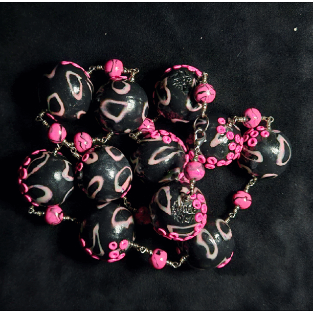 Strawberry Cephalopod Chunky Bead Necklace