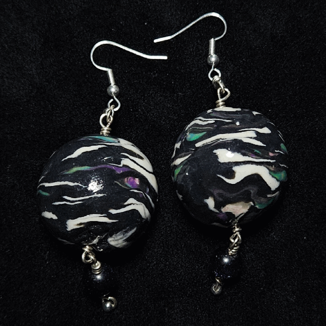 Disco mbobulated Peacock Big Bead Earring Pair